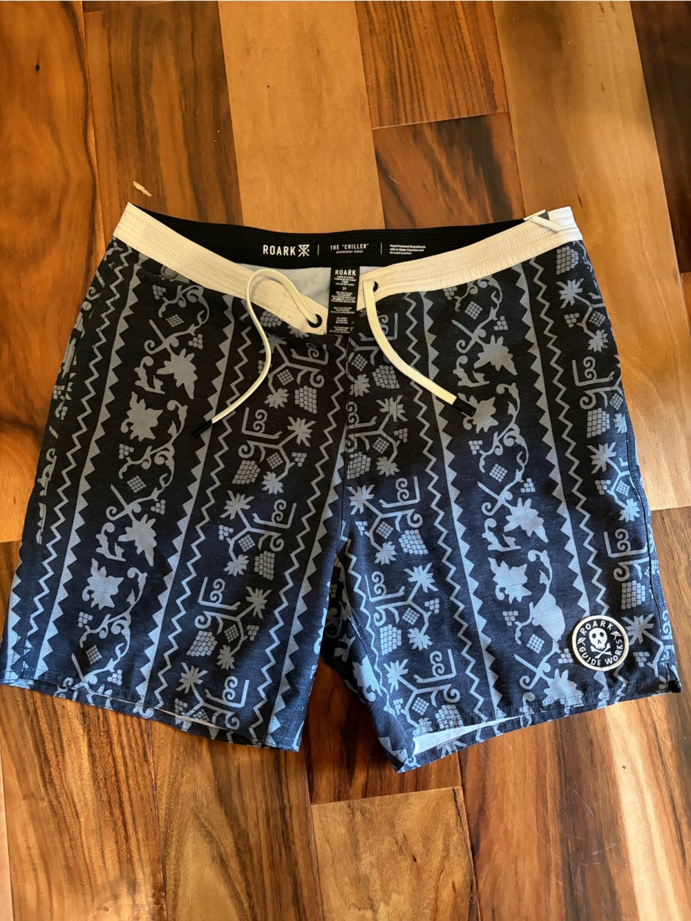 Roark Navy Patterned Board Shorts